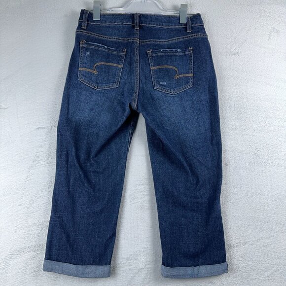 Time and Tru Mid Rise Straight Cropped Jeans Distressed Womens Blue Size 10 - Picture 2 of 12